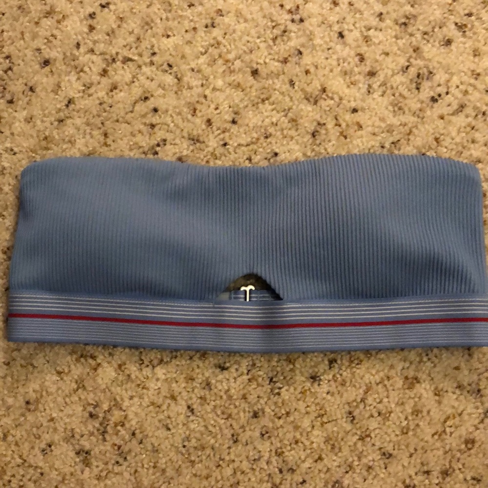 Dolce Vita blue ribbed bandeau bikini